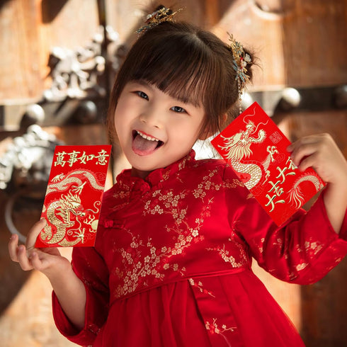 36pcs Chinese Red Envelopes, 2024 Year of Dragon Red Pocket Lunar New Year Red Packet Lai See Hong Bao with Golden Embossed Pattern Lucky Money En...