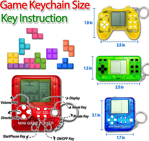 15Pcs Video Game Keychain Video Game Party Favors Video Game Party Supplies 3 Styles Mini Game Console Fidget Toys Bulk for Kids Classroom Prizes ...