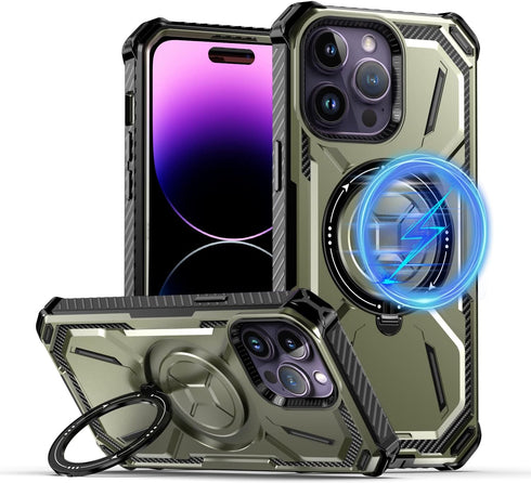QLTYPRI Magnetic Case for iPhone 12 Pro Max Case Compatible with MagSafe with Built-in Kickstand, Military Grade Heavy-Duty Protection Shockproof ...