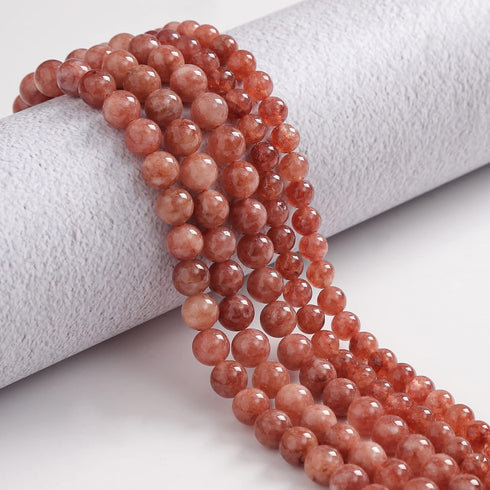 45pcs 8mm Natural Stone Beads Sunstone Chalcedony Beads Energy Crystal Healing Power Gemstone for Jewelry Making, DIY Bracelet Necklace...
