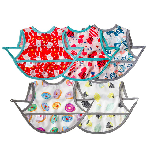 Joyo roy Mess Proof Baby Bibs for Eating Waterproof Toddler Bibs for Baby Girl 3-10 Months Soft Machine Washable Sleeveless Infant Smock Bib Trave...