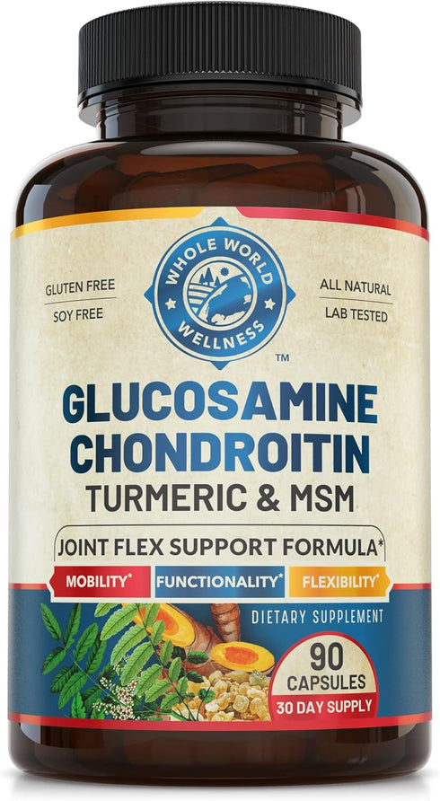 Glucosamine Chondroitin MSM Turmeric Boswelia - Joint Support Supplement. Helps with Inflammatory Response, Occasional Discomfort Relief for Knees...
