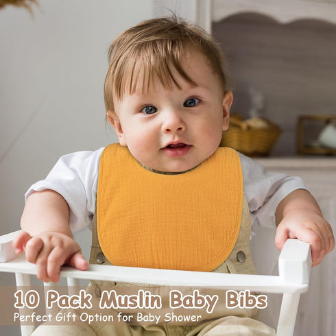 Yoofoss Muslin Baby Bibs for Boy Girl 10 Pack Cotton Bandana Drool Bibs for Unisex Newborn Toddler, Soft Absorbent Drooling Bibs...