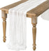 Ling's Moment 10Ft x 35" Wide Brilliant White Gauze Semi-Sheer Table Runner Cheesecloth Tablecloth for Wedding Party Bridal Shower Boho Table Deco...
