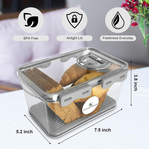 Bread Box for Kitchen Countertop?Bread Storage Container with Airtight Lid?Time Recorder Bread Box for keeping Bread, Toast?Donut?agel, Loaf Fresh...