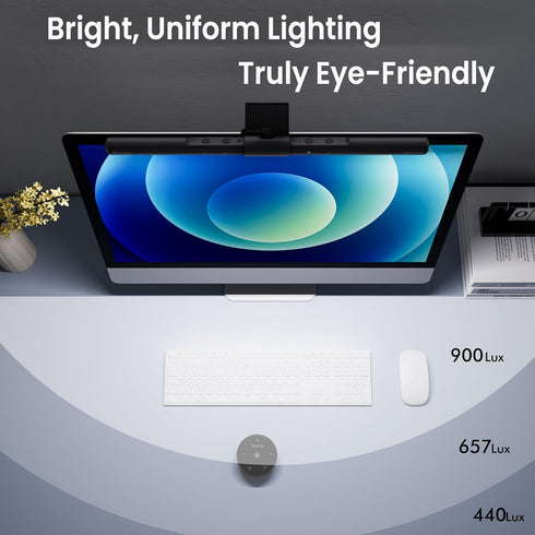 Quntis Computer Monitor Lamp, Screen Monitor Light Bar for Eye Caring, USB Reading LED Task Lamp with Auto-Dimming, Dimmable Light Bar, Touch Cont...