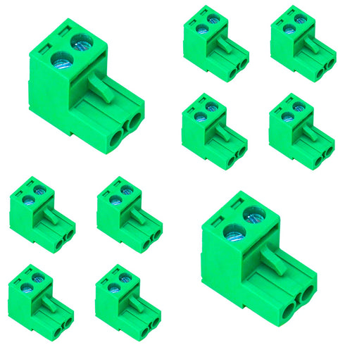 10 Pcs 5.08mm 2 Pin Phoenix Type Connector Green PCB Screw Terminal Block 2 Pole...