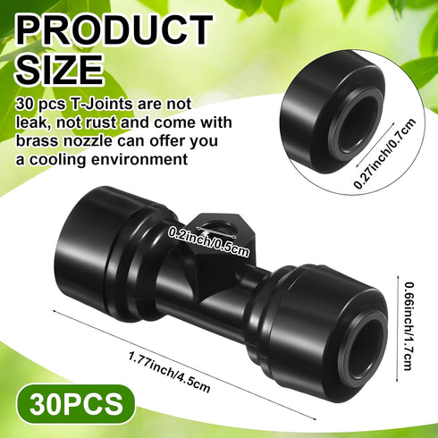 30 Pcs 1/4" Drip Irrigation Tee Connectors for Drip Tube Quick Connect Drip Irrigation Parts Fittings for 1/4 Inch(6.35mm) Irrigation Tubing Drip ...