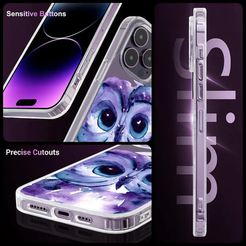 Compatible with MagSafe Designed for iPhone 13 with Purple Owl Pattern,Magnetic Wireless Charging Clear Transparent TPU Phone Case Cover for iPhon...