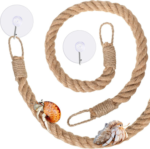 Hermit Crab Toys 23.6 Inch Hermit Crab Climbing Jute Rope Ladder with Hooks Hermit Crab Toys Reptile Tank Terrarium Accessories Habitat Decor for ...