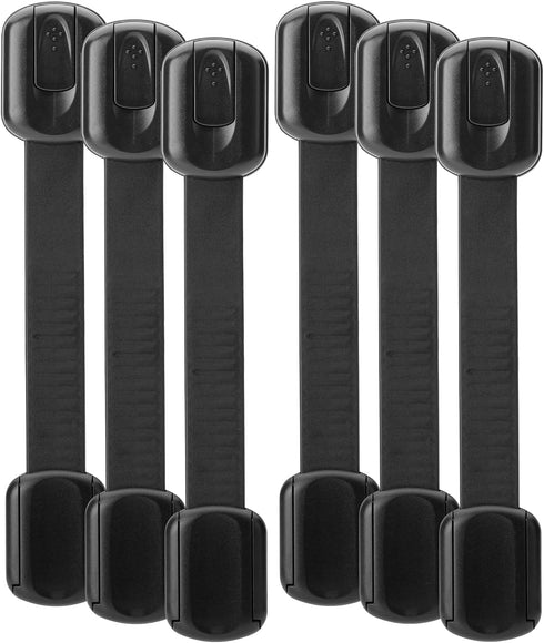 Bates- Child Safety Strap Locks, 6 Pack, Black Baby Cabinet Locks, Toilet Locks Baby Proof, Child Proof Drawer Locks, Cabinet Baby Locks for Cabin...