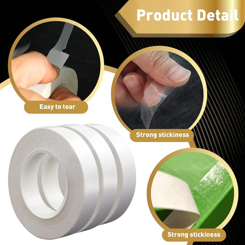 3 Rolls Thin Double-Sided Tape for Crafts, Arts, Scrapbooking,Photography, Paper Backing, Tear-by-Hand,0.4-in by 43-ft...