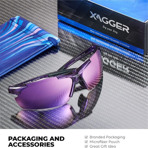 Xagger Polarized Wrap Around Sport Sunglasses for Men Women UV400 Baseball Softball Glasses...