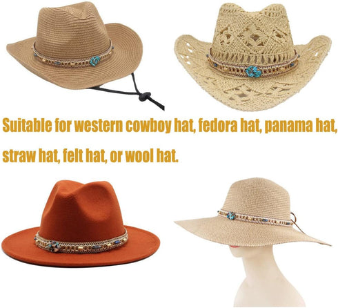Hat Band Cowboy Western Hat Beaded Hatband Men Women Handmade Belt for Fedora Hat (Acrylic Beads)...