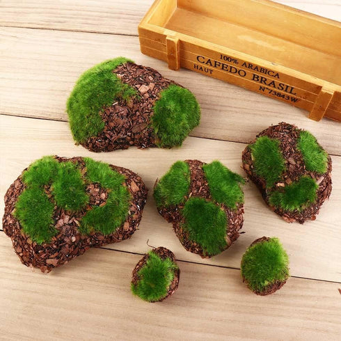 6Pcs Foam Moss Green Hay Stone DIY Family Garden Decoration Vase Glass Moss Miniature Landscape Artificial Plant...