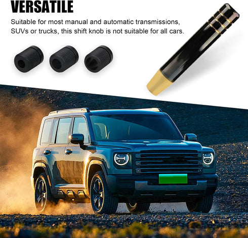 1 PC Car Shift Converter, 7" Alloy Personalized Easy Grip Gear Long Handle with 3 Thread Adapter, Smooth Operation Shift Knob Replacement, Univers...