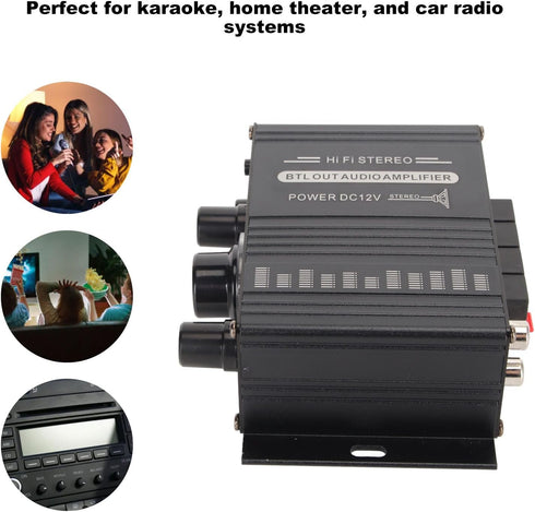 Power Amplifier, AK-160BT Bluetooth 5.0 Stereo Audio, 2 Channel Amplifier Receiver 20W x 2, 12V Mini Home Power Amplifier Universal for Car Home B...
