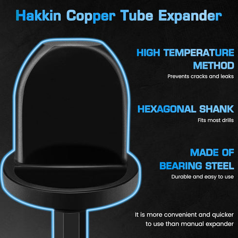 Hakkin 7PCS HVAC Repairing Set, Air Conditioner Copper Tube Expander with 5 in 1 Swaging Tool Drill Bit, Hex Shank Manual Pipe Swage Expander, Fla...