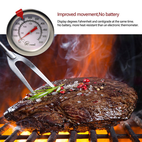 KT THERMO Deep Fry Thermometer with Instant Read,Dial Thermometer,6" Stainless Steel Stem Meat Cooking Thermometer,Best for Turkey,BBQ,Grill...