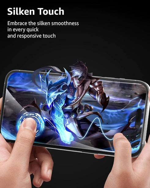 Usergrt Compatible with iPhone 14 Pro Glass Screen Protector, Fast Install with Auto Alignment Frame, Ultra Hard, Curved Edge Full Coverage Case F...