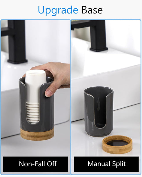 Ceramic Bathroom Cups Dispenser - 3-5 oz Disposable Paper & Plastic Bathroom Cups Holder - Mouthwash Cups Dispenser for Bathroom, Guest Toiletries...