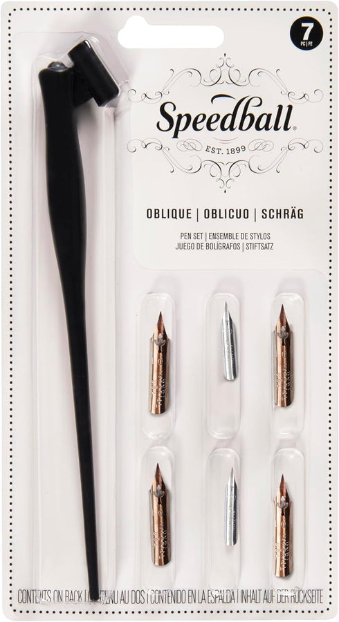 Speedball Oblique Pen Set - 1 Penholder w/ 4 Nibs, 2 Pen Points...