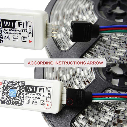 Smart LED WiFi Controller, Updated Wireless 24 Keys RF Remote Control for GRB BGR RGB LED Strip Lights, Compatible with Alexa Google Assistant IFT...