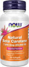 NOW Supplements, Natural Beta Carotene 25,000 IU, Essential Nutrition, 90 Softgels...