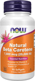 NOW Supplements, Natural Beta Carotene 25,000 IU, Essential Nutrition, 90 Softgels...