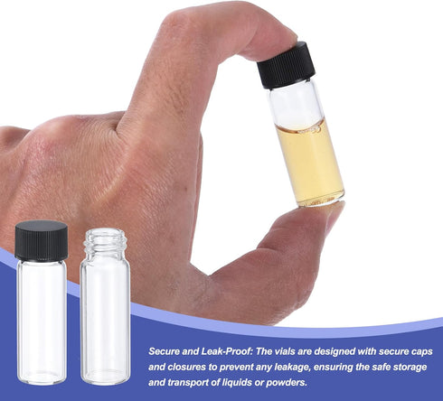PATIKIL 4ml Clear Glass Vials, 25 Pack Sample Vials with Screw Cap Reagent Media Bottle with Labels Leak-Proof Liquid Sample Glass Vial for Lab La...