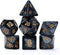 Gate Keeper Games and Dice: Mercurial Dice: Black Hole - 7pc RPG Set, Deep Shimmering Black Resin & Gold Numerals, Resin Dice for Role Playing Gam...