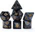Gate Keeper Games and Dice: Mercurial Dice: Black Hole - 7pc RPG Set, Deep Shimmering Black Resin & Gold Numerals, Resin Dice for Role Playing Gam...
