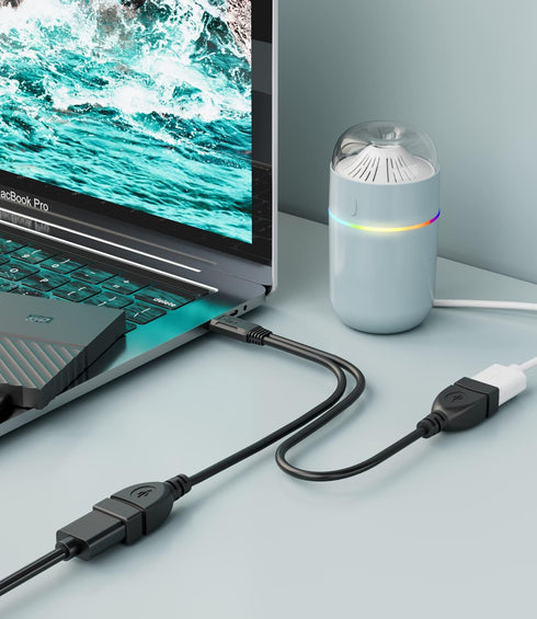 USB Cable, 2-Port USB 2.0 Male to Female Splitter, High-Speed Charging & Data Transfer for Laptop, Car, Mac, TV, PC, Xbox, HDD...