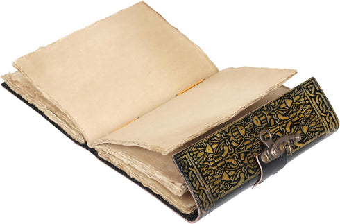 Star and Stone Embossed Antique Handmade Vintage Leather Deckle Edge Paper Journal for Men & Women, Daily Notebook Diary, Writing Pad for Artist, ...