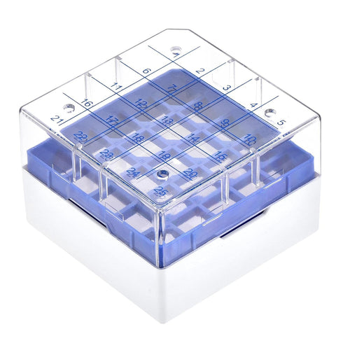 uxcell Centrifuge Tube Freezer Storage Box 25 Places Waterproof Polypropylene Cryogenic Holder Rack for 1.8/2ml Microcentrifuge Tubes Vials Sample...