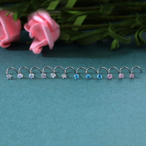 ZS 9-12PCS 20g Surgical Stainless Steel Nose Stud Ring Piercing Nose Bone/L Shaped/Nose Screws Rings Set...