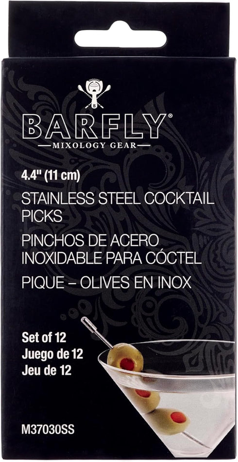 Barfly Grooved Top Cocktail Picks, Stainless Steel...