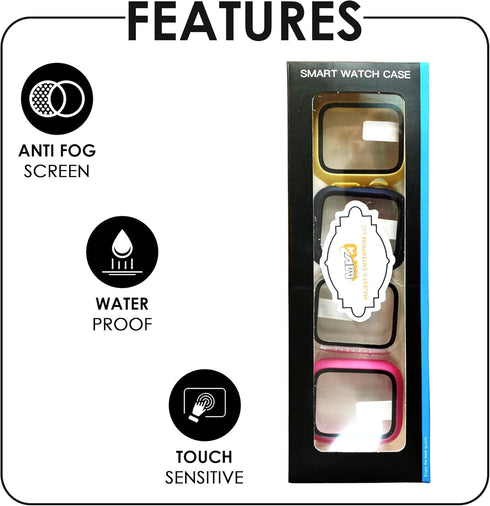 Iwatch Tempered Glass Case Cover, Series 5/6 40mm, Full Protective Waterproof Bumper Cases, Clear Film Screen Cover, “4pcs in Pack” Yellow/Rose, P...
