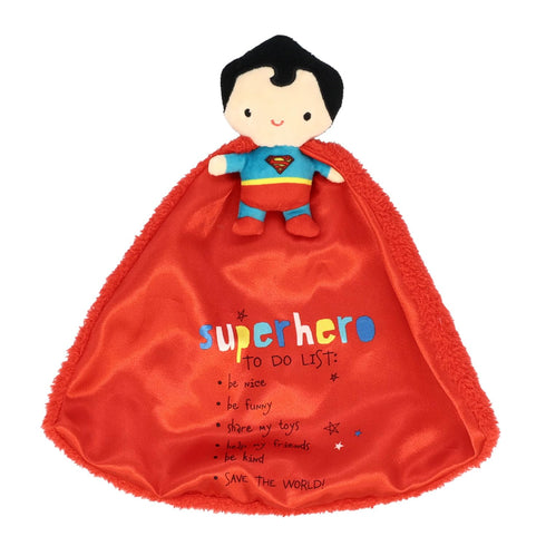 Kids Preferred DC Comics Superman Lovey Security Blanket, Soft Huggable Dark Knight Plush Lovey Toy for Baby and Infant Boys and Girls, Textured B...