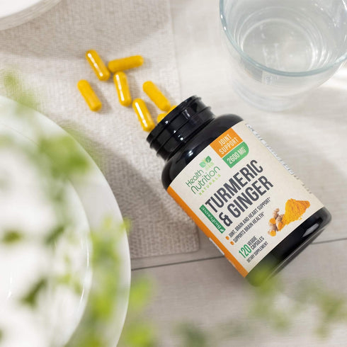 Turmeric Curcumin with BioPerine & Ginger 95% Curcuminoids 2600mg - Natural Joint & Heart Support, Black Pepper for Max Absorption - Health Nutrit...
