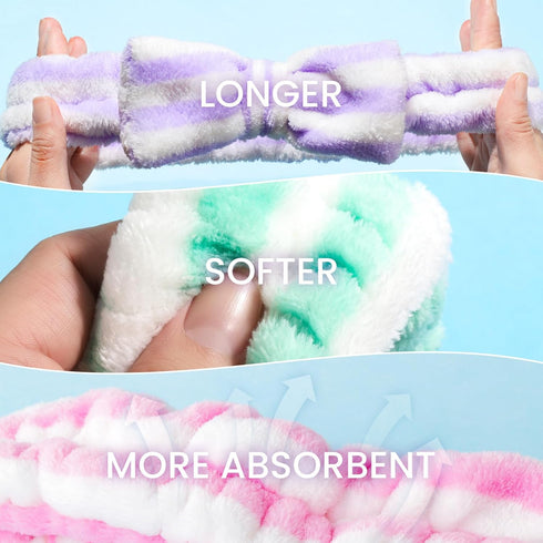 YGDZ Spa Headband for Washing Face, Skincare Headband, Makeup Headband, Fluffy Bow Headbands for Skincare, Face Head Band Set for Women Girl...