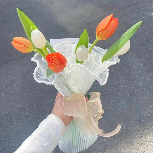 Korean Style Ruffle Yarn Floral Wrapping Paper 1 Roll Florist Supplies Waterproof Flower Bouquet Wrapping Paper Floral Supplies for Fresh Flowers,...