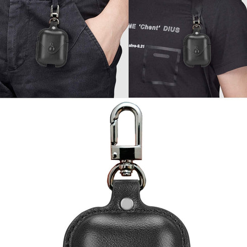 MODOS LOGICOS Leather Charging Case Cover for AirPods 1/2, Secure Snap-Fastener Compatible with Apple AirPods 1/2 Generation - Black...