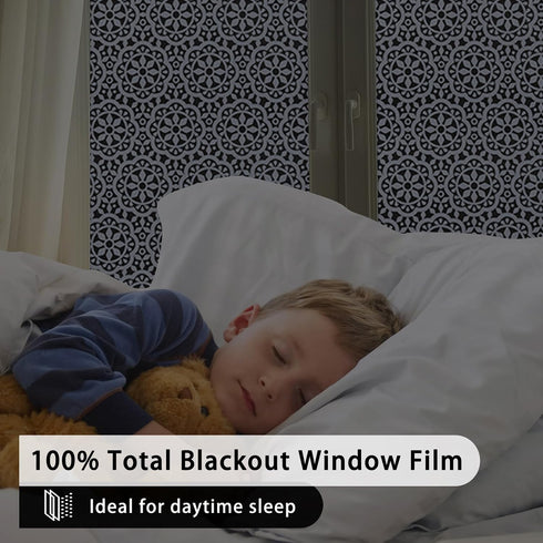 ConCus-T Blackout Privacy Window Film Full Shade Opaque UV Resistant Static Cling Window Film Non-Adhesive Removable Film Home Office Decor, Black...
