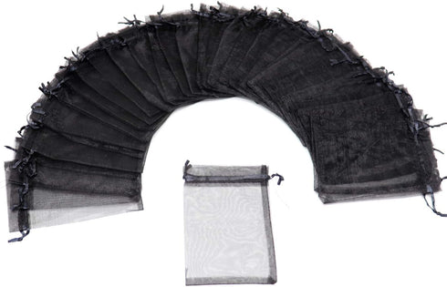 50Pcs Black Organza Bags 8X12 inch, Large Mesh Bags Drawstring Sheer Halloween Goodie Gift Bags for Christmas Wedding Party Favor Bags...