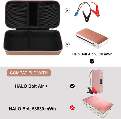 Hard Travel Case for Halo Bolt Air 58830/Halo Bolt Air+ 55500 mWh Portable Emergency Power Kit, Power Bank Storage Holder with Mesh Pocket for AC ...