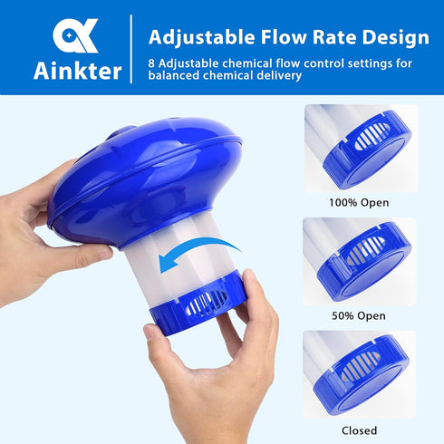 Pool Chlorine/Bromine Floater, Chlorine Tablet Floater for Chlorine Tablets 1 Inch, Adjustable Floating Chlorine Dispenser for Pool, Idea for In-G...