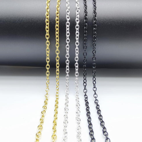 60 Feet Metal Iron Necklace Chains 3mm Bulk Curb Link Chain for Jewelry Making DIY Craft Supplies (Silver and Gold)...
