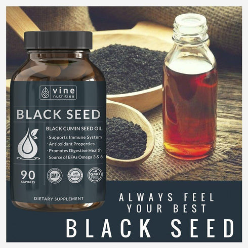 Black Seed Oil Capsules - Nigella Sativa - Immune Support Supplement Soft Gels - Cold Pressed Antioxidant Vegetarian Black Cumin Pills - 500 Milli...
