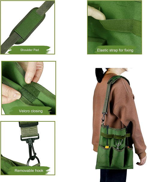 Garden storage bag, diagonal gardening tool bag with 3 external storage pockets, for storing gardening pruning tools(excluding tools)…...